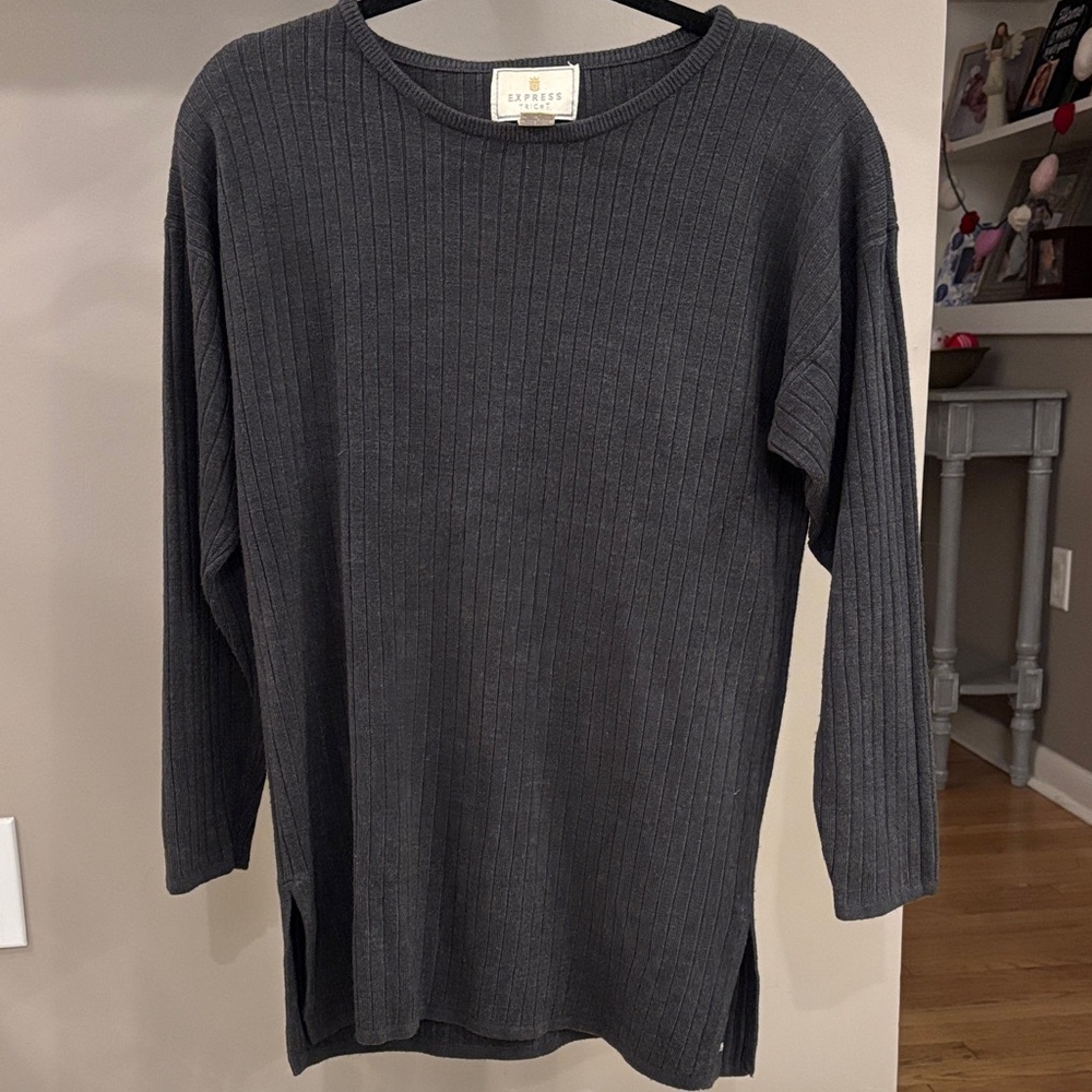 Vintage Express Tricot Ribbed Sweater Size S Made in Hong Kong